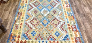  Fine Hand Knotted Vegetable Dyed Afghan Kilim 
