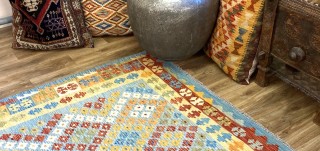  Fine Hand Knotted Vegetable Dyed Afghan Kilim 