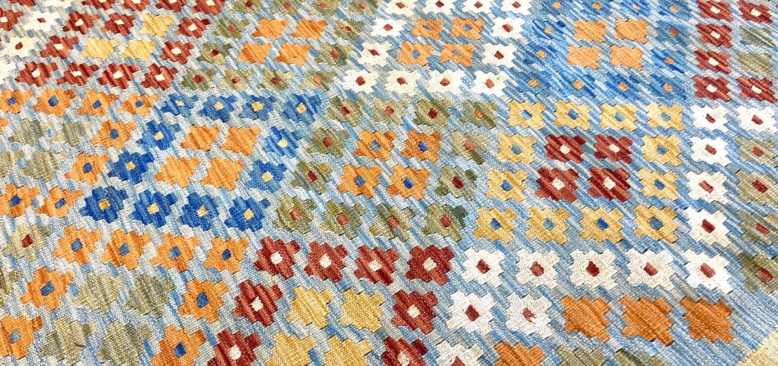  Fine Hand Knotted Vegetable Dyed Afghan Kilim 