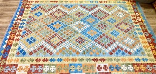  Fine Hand Knotted Vegetable Dyed Afghan Kilim 